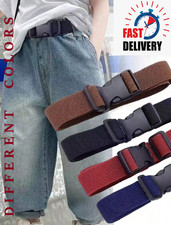 Kids/Childrens Belts.  Unisex Canvas Adjustable Stretch Belt with Plastic Buckle