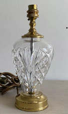 VINTAGE WATERFORD CRYSTAL GLASS & GOLD BRASS TABLE LAMP LIGHT KILKENNY 11 Ins Vg