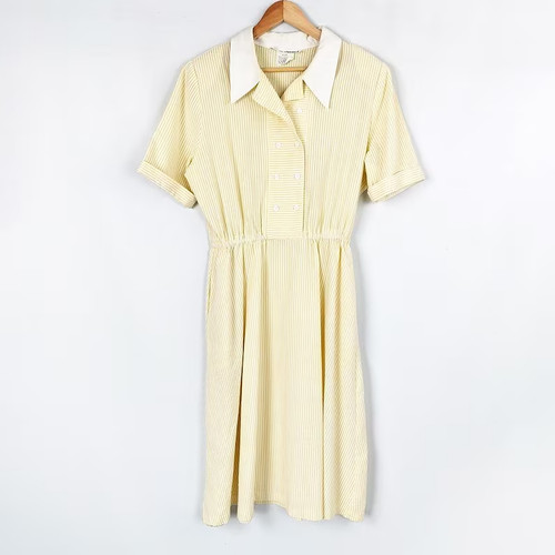 Vintage yellow white - white, striped