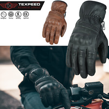 Motorcycle Motorbike Leather Gloves With CE Knuckle Armour Biker Protection