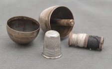 Antique Victorian Sterling Silver Thimble In Brass Egg Case Hallmarked 1900