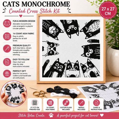 Black cats monochrome counted - monochrome,