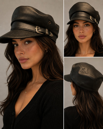 Black leather breton sailor - pu,