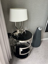 Andrew Martin Visconti Side Table + Tempered Black Glass Chrome RRP £1054