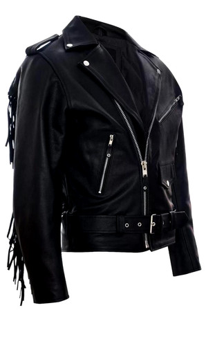 Mens hide leather fringe - mens,