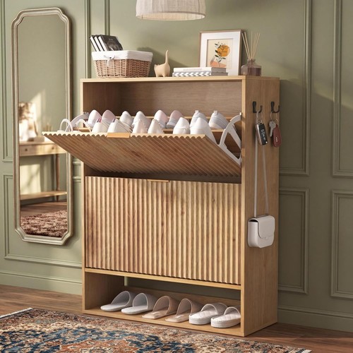 Fluted shoe cabinet - fluted,