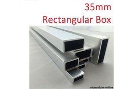 ALUMINIUM RECTANGULAR BOX SECTION 35mm, lengths 100mm - 2500mm/2.5m 