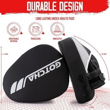 LEATHER FOCUS MITTS WRIST SUPPORT PAIR - CURVED MAUY THAI MMA BOXING PADS