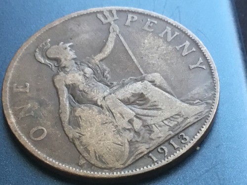 1913 british george penny 1d - penny,