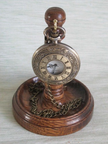 Pocket watch stand dark - watch, oak