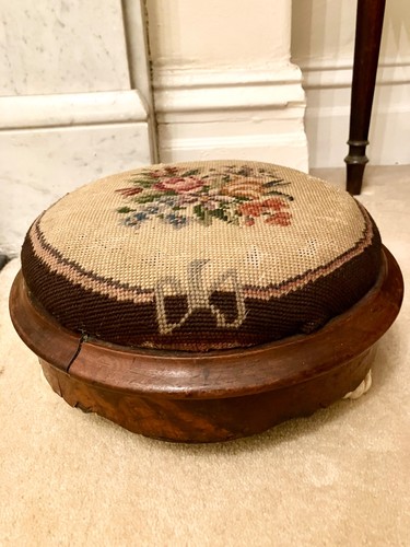 Round mahogany antique wool - mahogany,