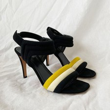 Celine Black & Yellow Suede Sandal Heels, 41