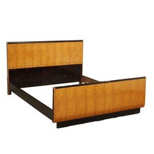 Vintage Double Bed Mahogany Veneer Design Italy 1930s-1940s Original