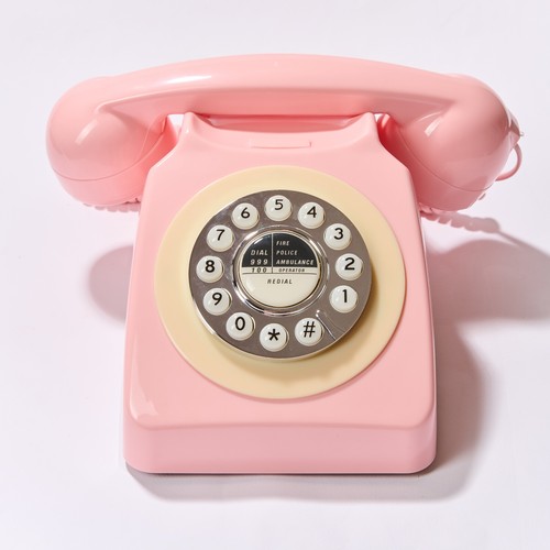 Corded retro pink phone - corded,