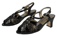 Ladies Ex display Equity Black Patent/Daisy Print Sandals UK 3 E: Sarah