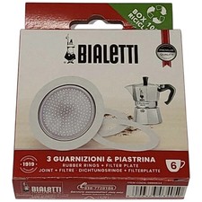 Bialetti 6 Cup Moka Pot Filter Plate & 3 Gaskets/Seals/Rubber Rings Moka Express
