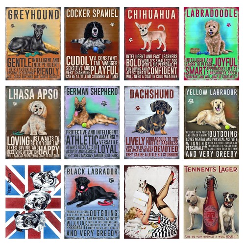 Dogs retro metal signs plaques - retro, signs/plaques