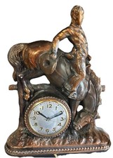 Vtg Bucking Bronco Clock Cast