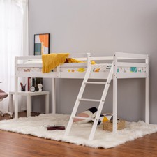 Mid Sleeper Bed Cabin Loft Bed Solid Pine Wooden Frame Childrens Kids Single 3FT