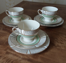 Empire Shelton Ivory Trios x 3 Cup Saucer Plate 1940s England *9 Pieces