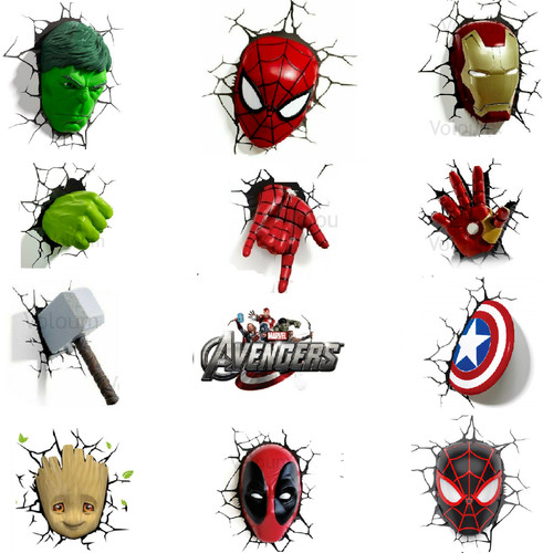 Marvel avengers wall light - 3d,