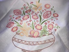 Vintage Large Hand Embroidered