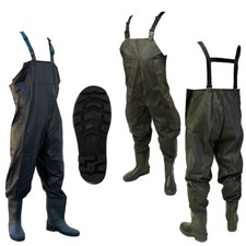 Adult Chest Waders Waterproof PVC Flood Work Fly Coarse Fishing Size 7 8 9 10 11