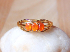 Natural Fire Opal Trilogy Ring