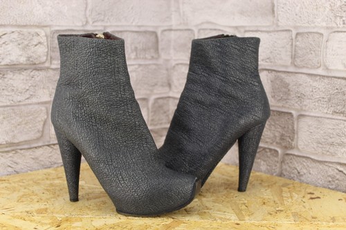 Blue leather high heel - blue, ankle