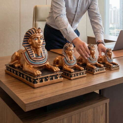 Pharaoh sphinx figurine - pharaoh,
