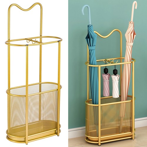 Golden metal umbrella - golden, holder