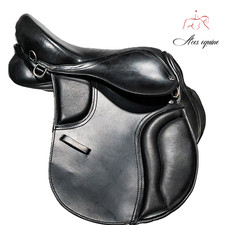 Leather Treeless Horse Black Saddle Flexible All Purpose Riding Saddle 17 Inches