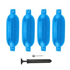 4X Boat Fenders 4.5x16'' Marine Inflatable Buoys Vinyl Ribbed Dock Bumper Blue