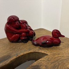 ROYAL DOULTON FLAMBE DUCK HN148B & NOKE CHIMPANZEE MOTHER AND BABY HN254