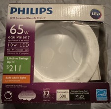 PHILIPS LED Recessed 4" Retrofit Trim Kit 65W Equivalent Soft White
