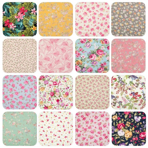 Floral cotton fabric rose - floral,