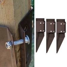 Fence Repair Post Holder Support Drive Down Spike Clamp Grip Brown 75mm or 100mm