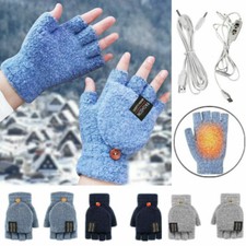 USB Electric Heated Gloves Full & Half Finger Warmer Winter Mitten
