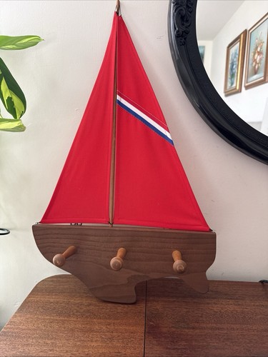 Vintage red sail boat ship - red,