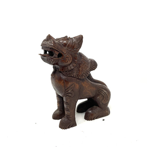 Vintage chinese wooden foo dog - chinese,