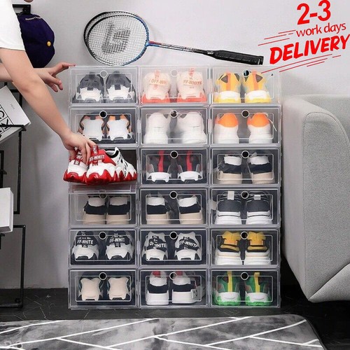 12x white plastic shoe storage - 12x,
