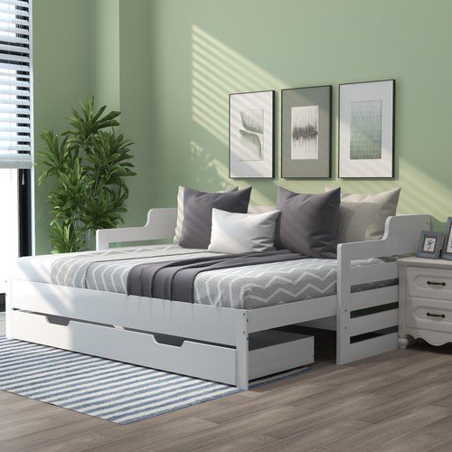 White wooden bed frame - white,