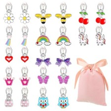 12 Pairs Ear Clips Little Girls' Clip-on Earrings Children Gift UK