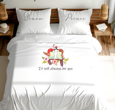Personalised Bridal gift, Wedding floral duvet COVER, bespoke bedroom item