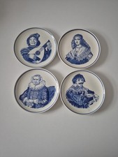 DELFTS BLAUW PLATES x 4 ROYAL G-HANDPAINTED HOLLAND-BLUE/WHITE-EXC COND-6.5"