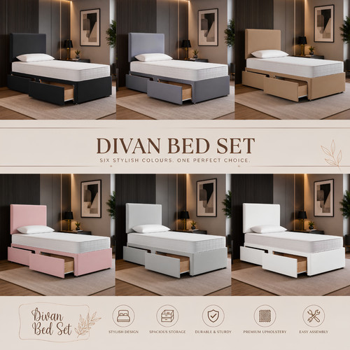 3ft single plain divan bed - single,