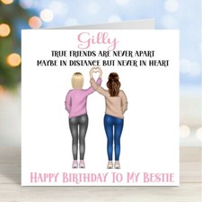 Personalised Bestie Birthday Card Best Friend Birthday Card Pick Hair Colours