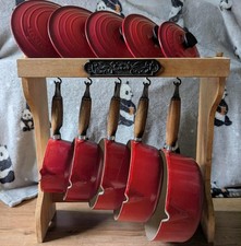 Le Creuset Vintage Saucepan Set And Stand Cast Iron Red/Orange