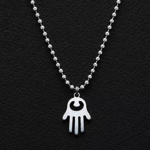 Silver hamsa hand necklace - silver,