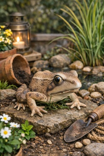 Frog garden ornament realistic - frog,